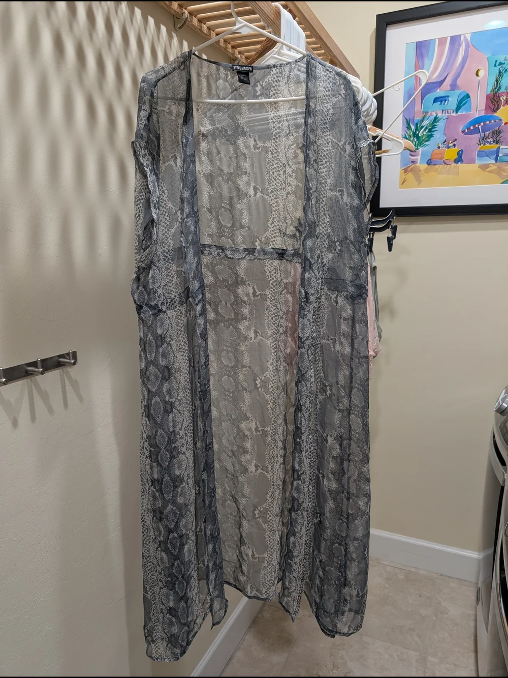 Steve Madden Sheer Snakeskin Print Duster Kimono - Gray